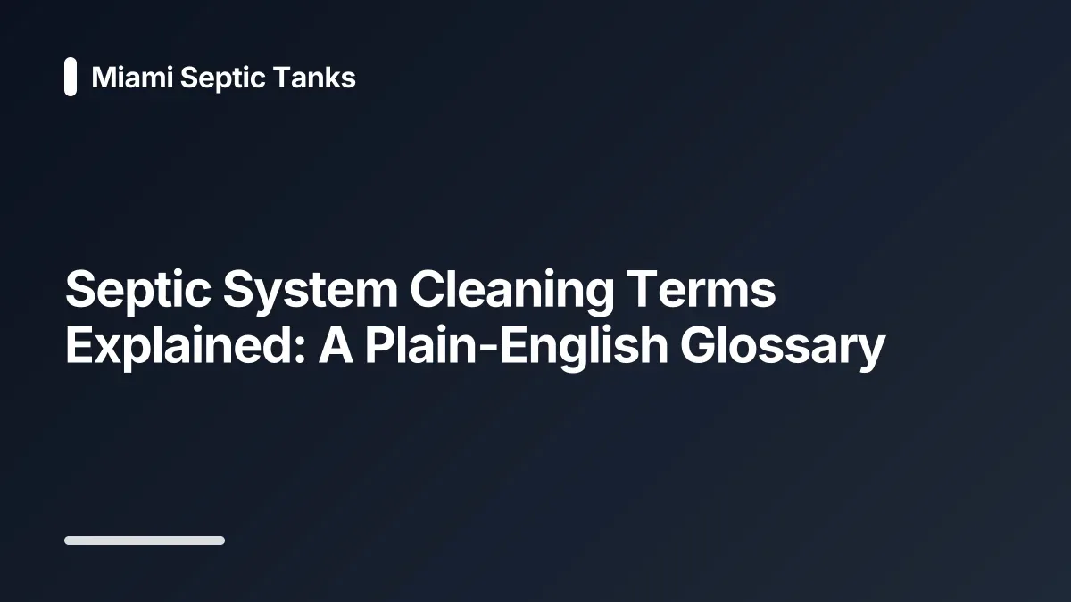septic system cleaning glossary